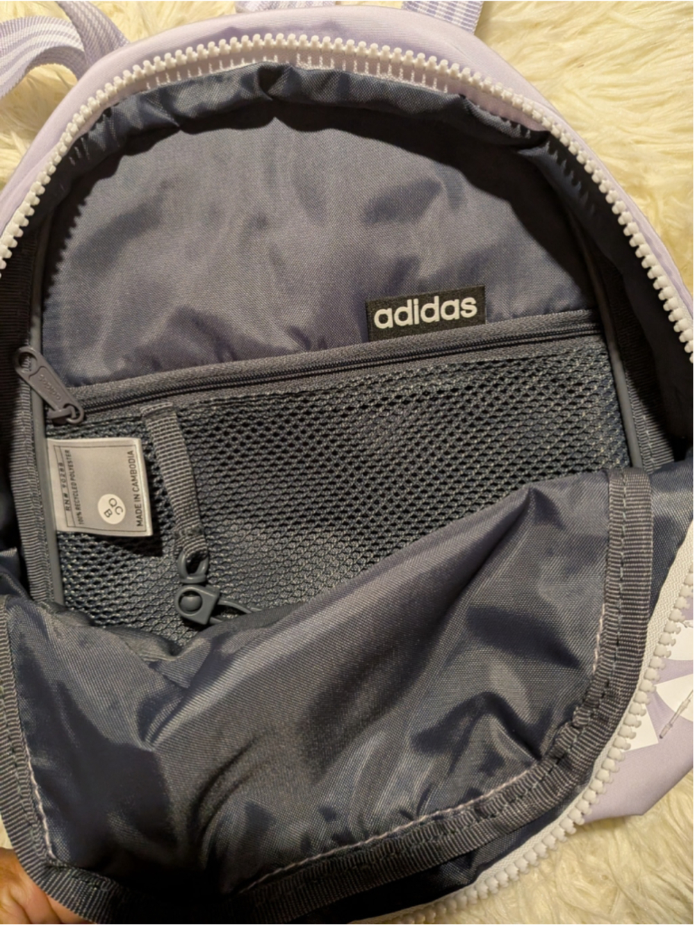 Adidas Lilac Mini Travel Backpack NWT Rare Discontinued Logo Bookbag - Picture 8 of 10